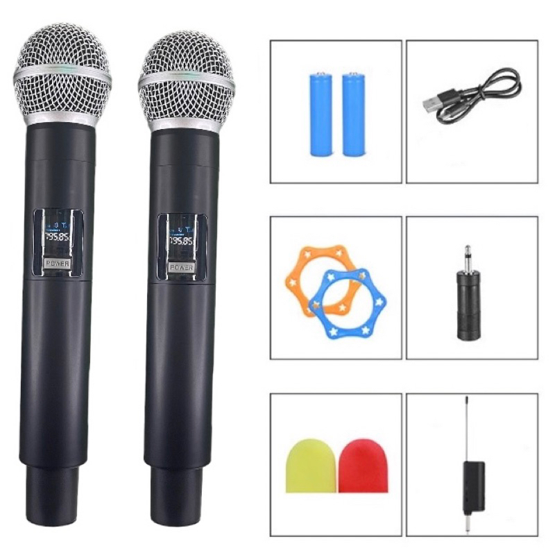 LT-508 Wireless Microphones 1 receiver 2mic wireles ,Dual Handheld Mic With Receiver,Chargeable  Mic Nirkabel Mikrofon Portabel