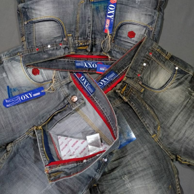 OXY BOSS - Celana Jeans Sobek Pria Bahan Corvus Fashion Pria Reguler Fit Original OXI BOSS
