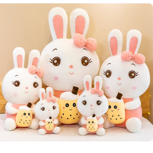 Boneka Bunny Pegang Bubble Tea Super Jumbo 70cm Bahan Plush