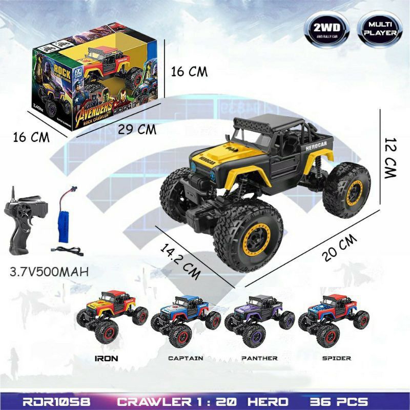 Mobil Remote Control Rc Off Road Jeep Baterai Cas Rock Crawler Climbing Car 1058