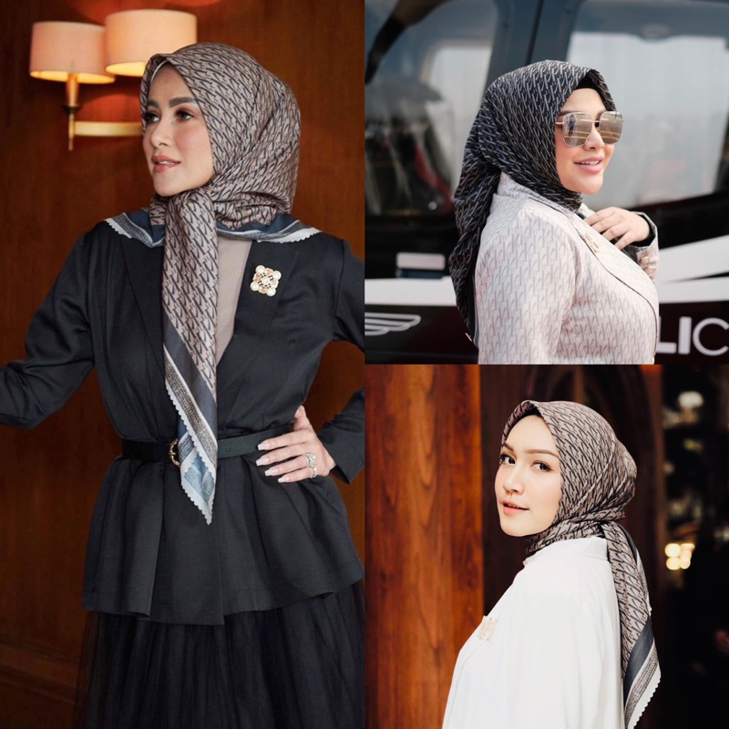 Hijab Segiempat Voal Motif Taran Viha series