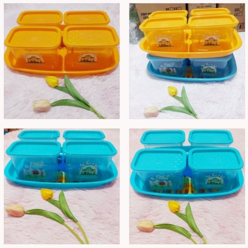 Toples lebaran  set+nampan/toples lebaran kue kering/toples plastik kotak