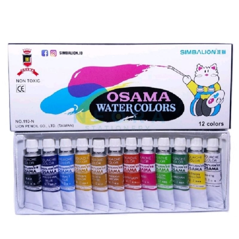 

Water Colors Osama Simbalion 12 Warna Cat Air Osama 110-N Watercolors Tube Set