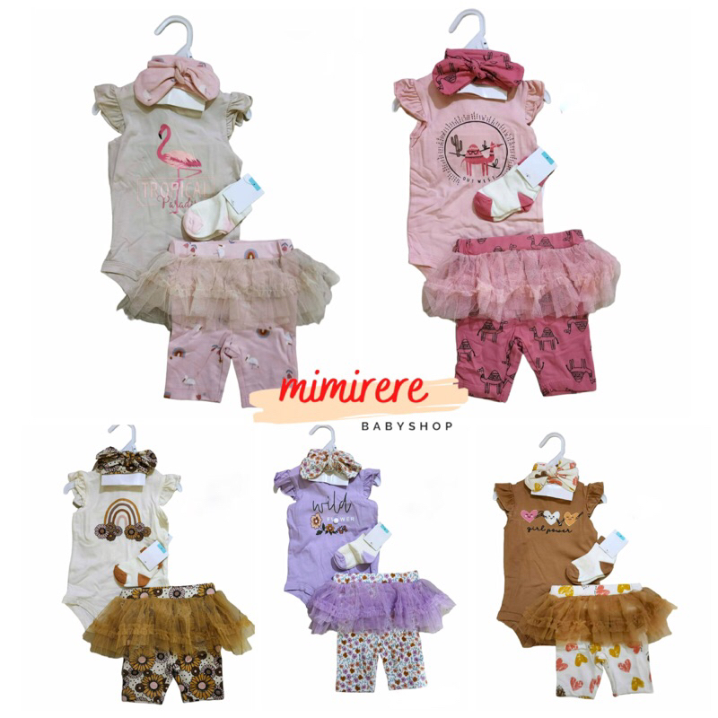 4in1 set Jumpsuit Legging Tutu Cotton Rib | Jumper Set Bayi PL Baby Mimirere