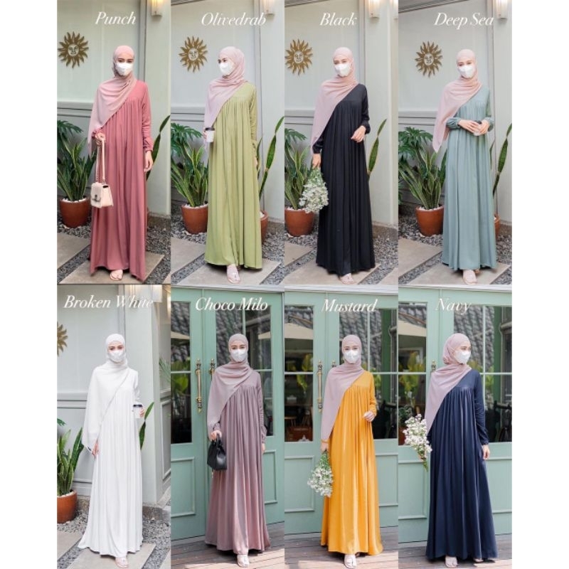 Aima Dress - Faezia Official Shop | Dress Gamis Baju kekinian populer simplr bahan rayon twill |  el
