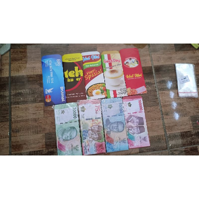 

0AMPLOP MOTIF UANG SNACK ATM UKURAN JUMBO 10 LEMBAR SIAP PAKAI