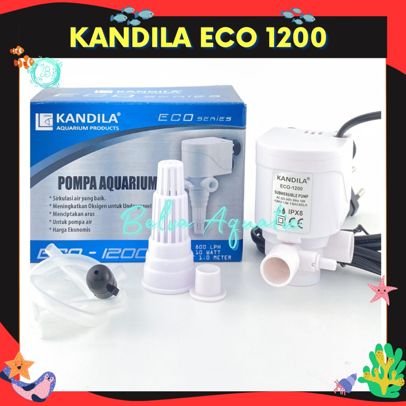 KANDILA ECO SERIES 1200 LOW WATT Submersible Water Pump Daya Rendah Ekonomis Pompa Air Celup Aquarium Ikan Aquascape Hidroponik