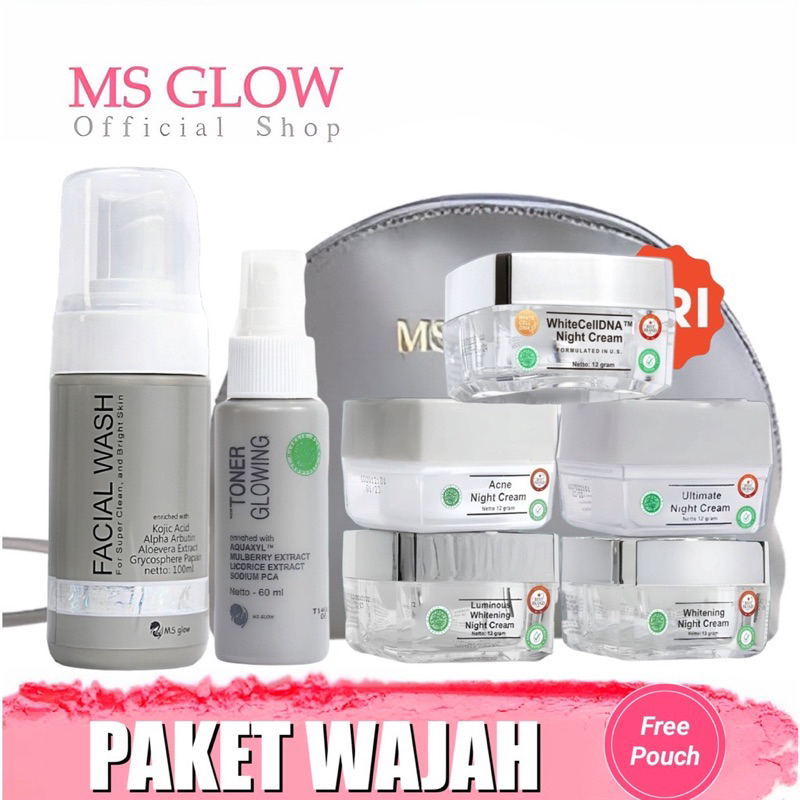 MS GLOW PAKET WAJAH FREE POUCH ( BERKODE UTUH )