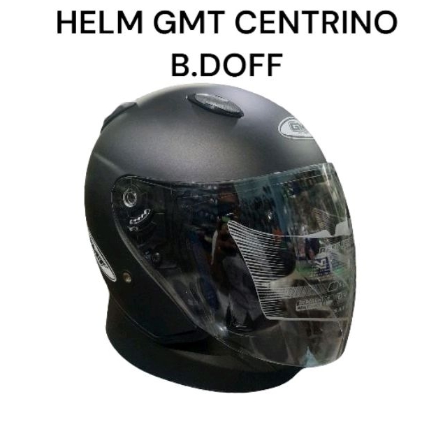 Helm GMT Centrino Half Face Black Doff Double Visor