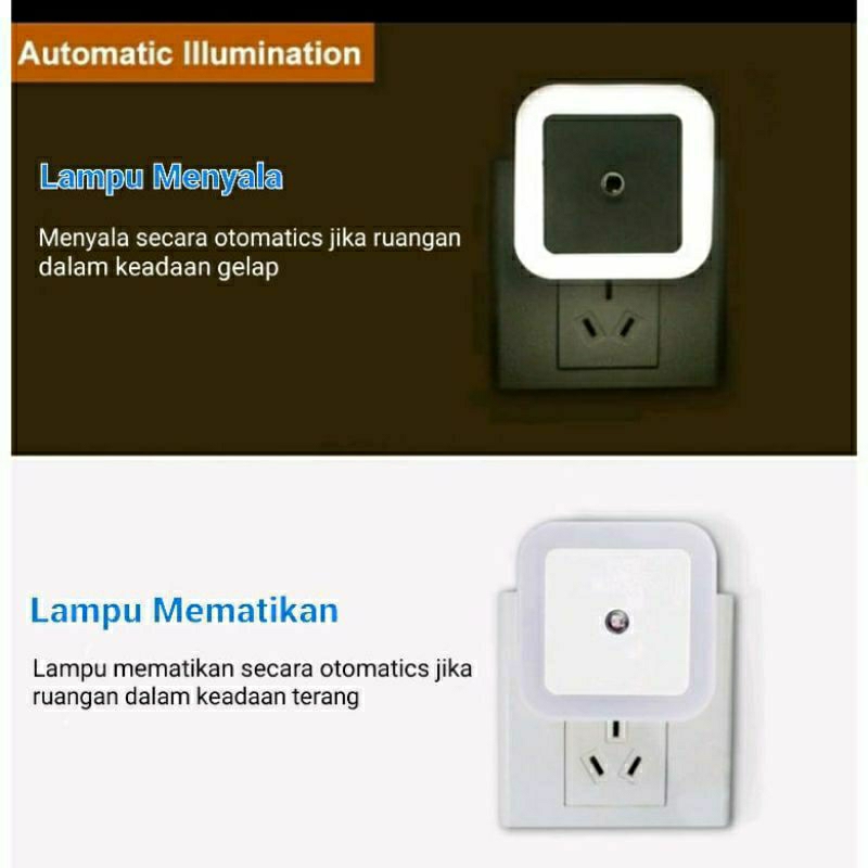 LAMPU TIDUR SENSOR GERAK LED BENTUK PERSEGI MENYALA SENDIRI DALAM GELAP