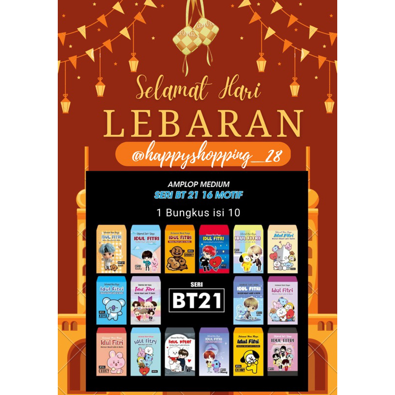 

[LEBARAN] Amplop Lebaran 2023 Model BT21 (isi 10 pcs)