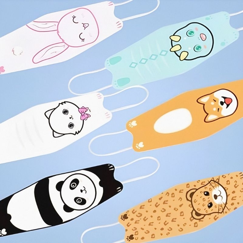 10PCS MASKER KF94 ANAK MOTIF BINATANG ANIMAL 3D LUCU CUTE GEMOY UNYU PANDA CAT DINO RABBIT TIGER