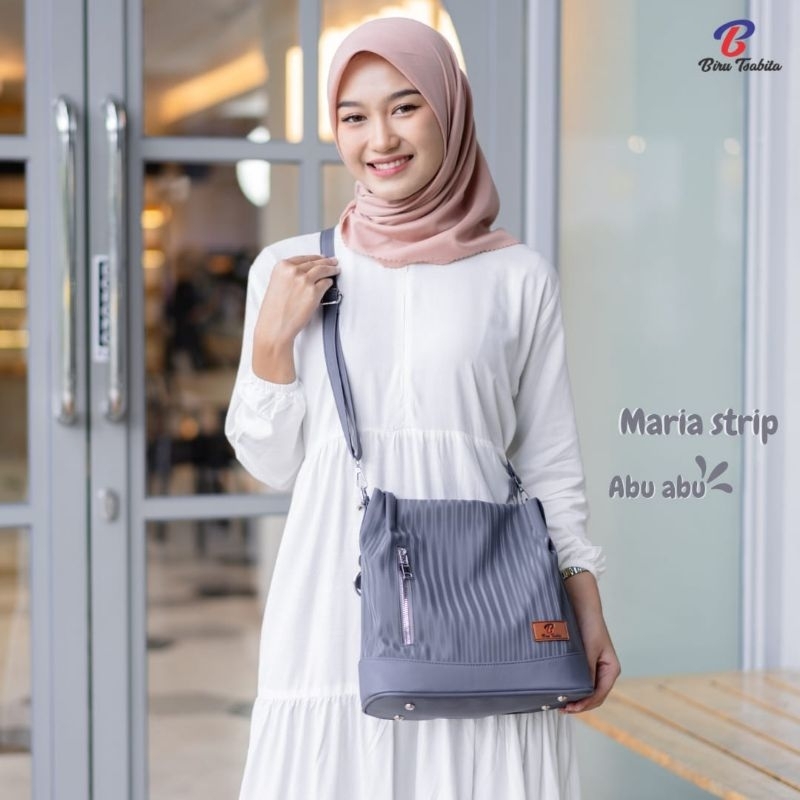 MARIA STRIPE BY BIRU TSABITA BAHAN CHOCOLY ANTI AIR WATERPROOF PREMIUM TAS KERJA KULIAH KANTOR