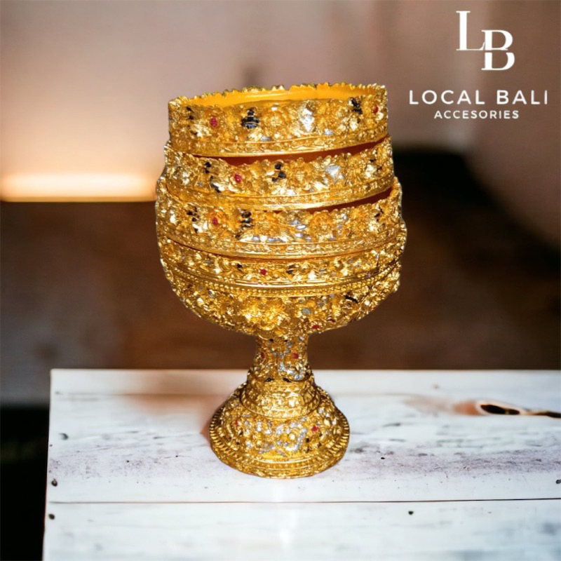 Dulang ukiran bali prada tumpuk tumpuk 3, 30cm