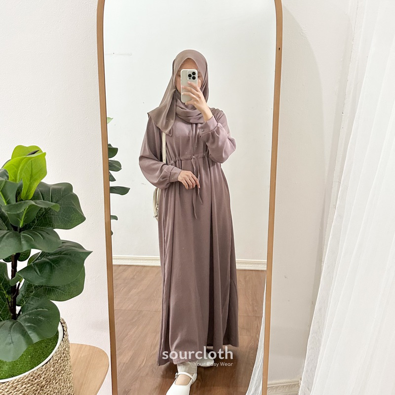 BASIC DRESS - Gamis Kaftan Abaya Syar'i Polos Busui Allsize Bahan Crinkle