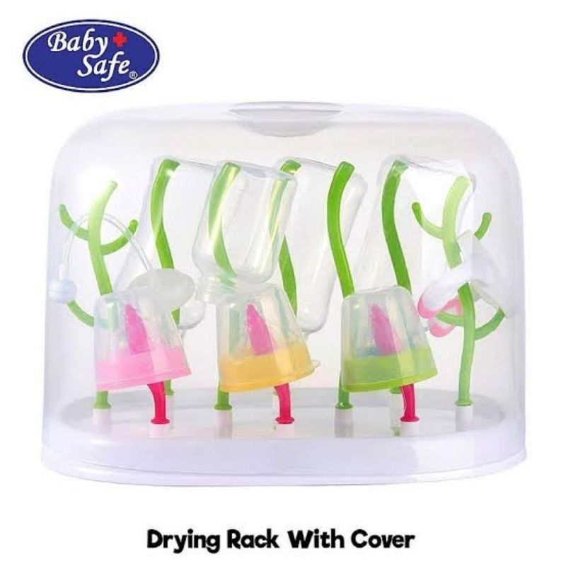 Baby Safe Drying Rack With Cover DR002 - Babysafe Dryingrack Bottle - Rak Pengering Botol Susu Bayi - Wadah Tempat Penyimpanan Susu Bayi