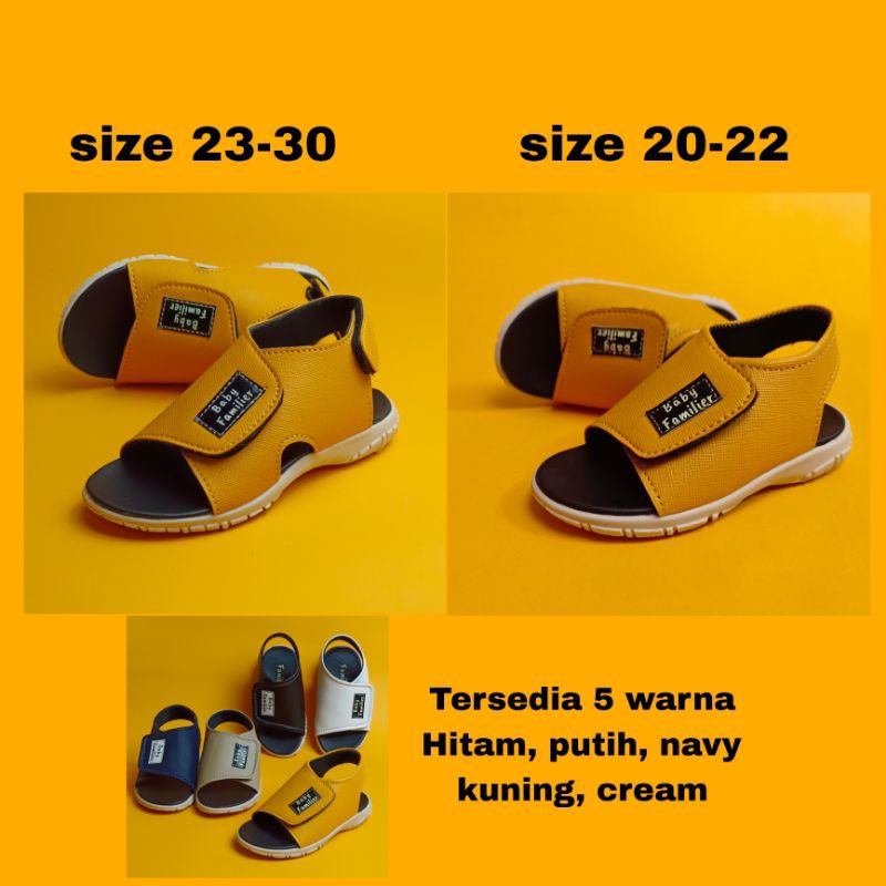 Sandal Anak 23-30 Bahan Tebal Sol Karet Anti Licin Unisex (Chalvin 01)