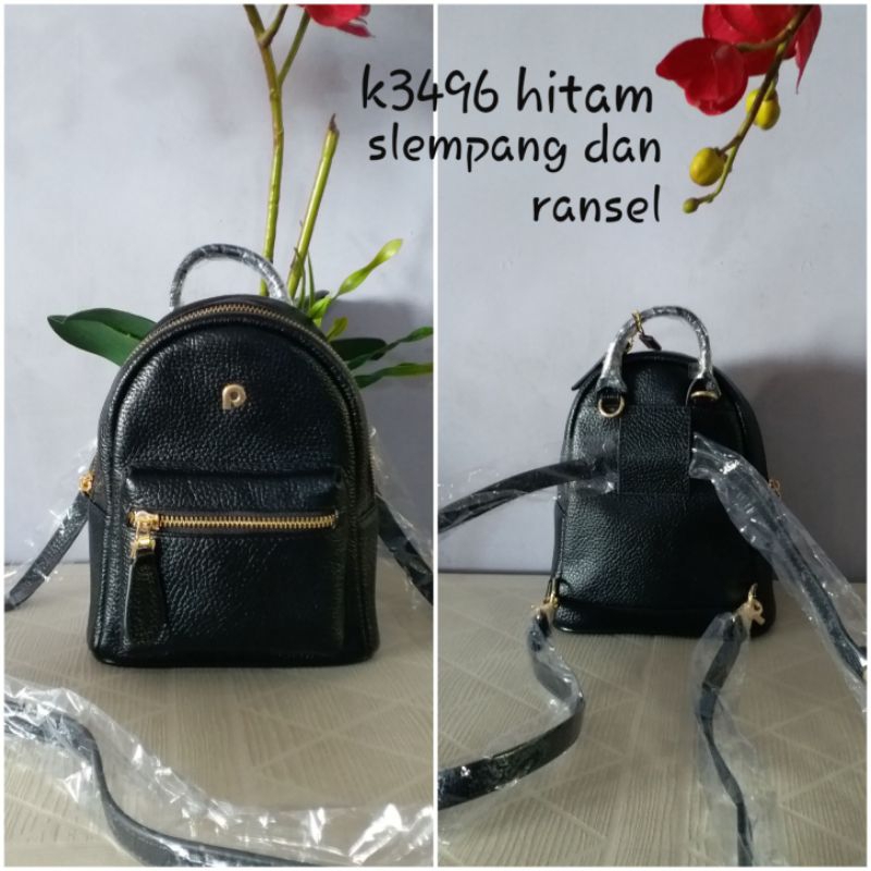 Tas Papillon leather k3496 asem , hitam dan pemda slempang dan ransel new original