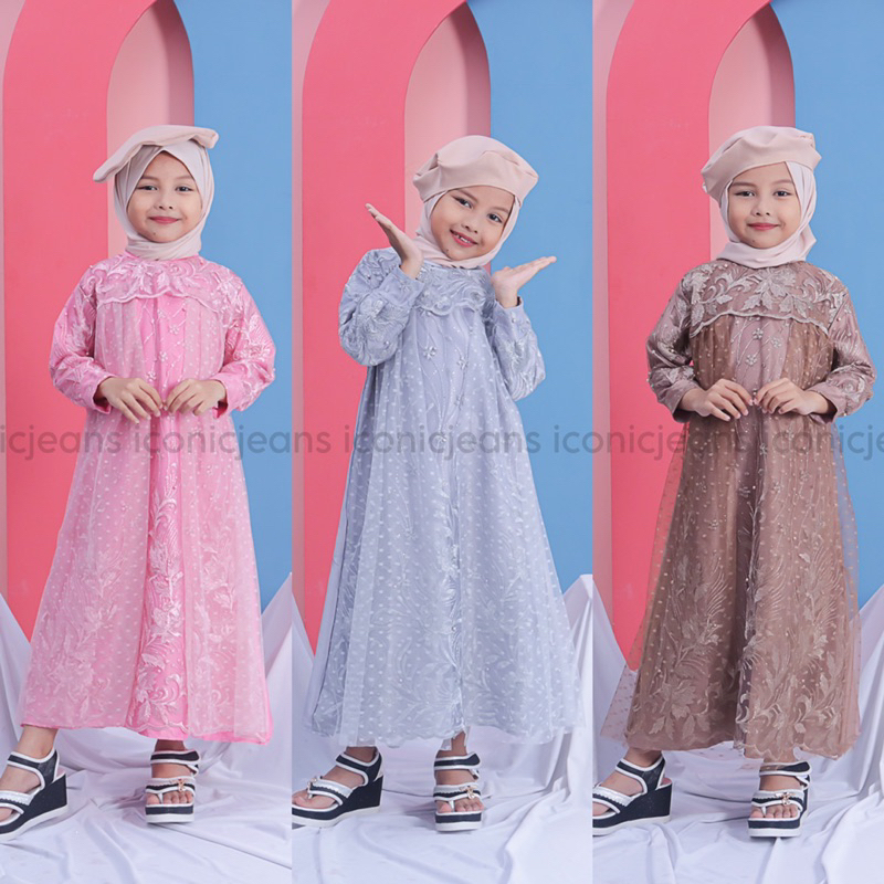 MARWA LACE DRESS KIDS/ GAMIS LEBARAN ANAK 3-6 TAHUN