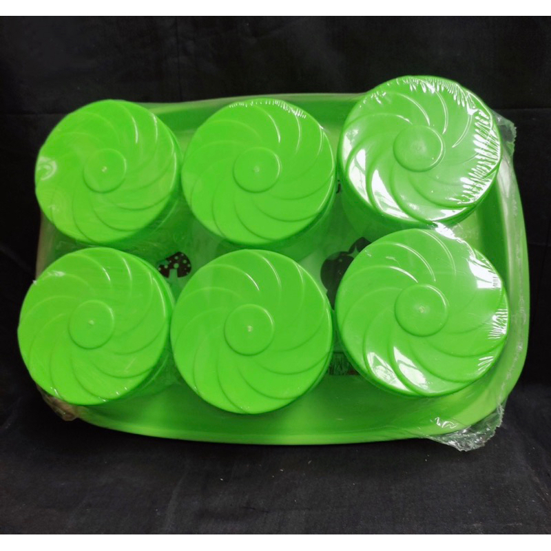 Toples Plastik Nampan Bulat - Tempat Penyimpanan Makanan Kue Kering - Toples Nampan Set Serbaguna Free Nampan