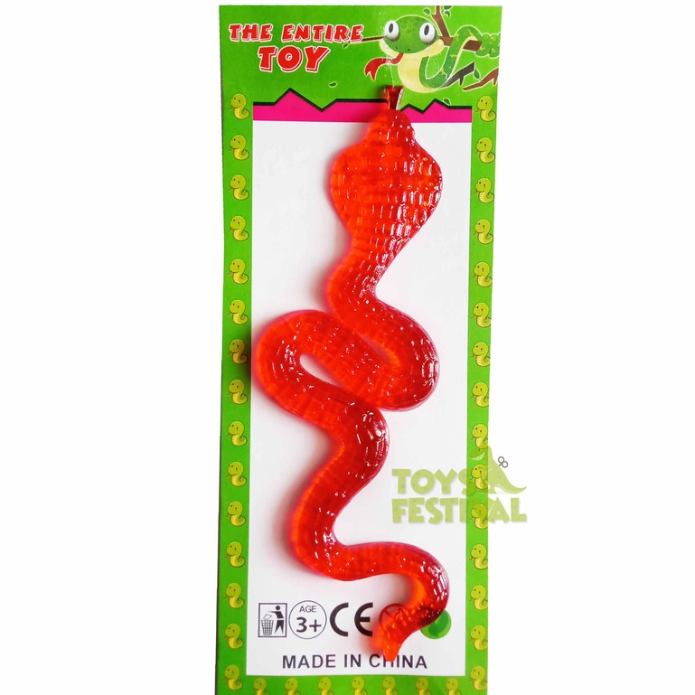 Mainan Prank Decorative Sticky Ular Snake Multiwarna Transparan Karet Jelly Tempel Kaca Dinding