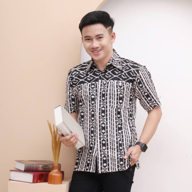 Kemeja Batik Pria PPBTK07 Modern Lengan Panjang Casual Modis Trendy masa kini M L XL ASLI PEKALONGAN