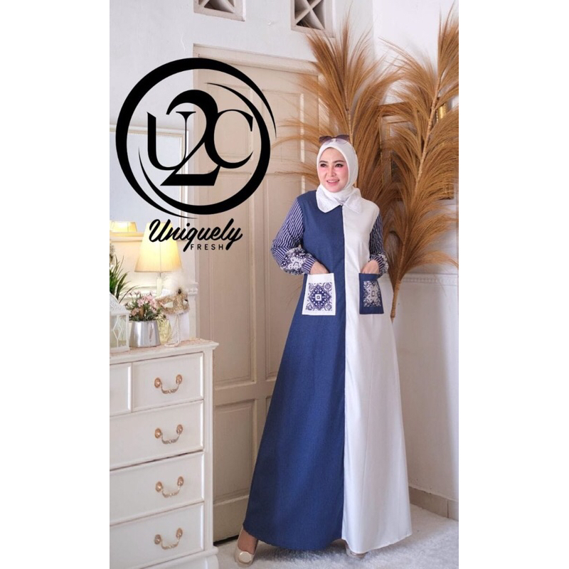 GAMIS DRESS KARTIKA U2C DENIM PUTIH