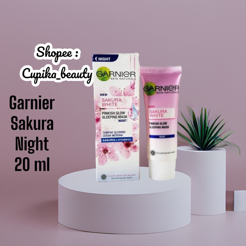 [ pu.x ] garnier sakura white night cream 20 ml || cream malam garnier sakura white 20 ml tube || garnier sakura glow pinkies glow sleeping mask