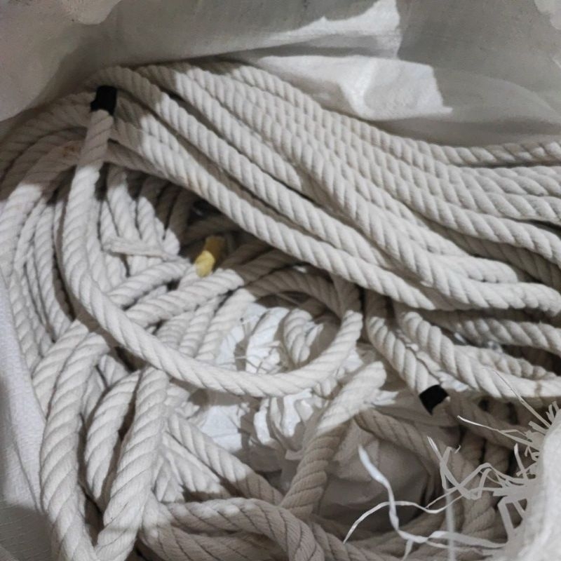 1 Roll Tali Tambang 14mm -+220 Meter Kuralon Tali Tambang Kain Katun Putih Besar