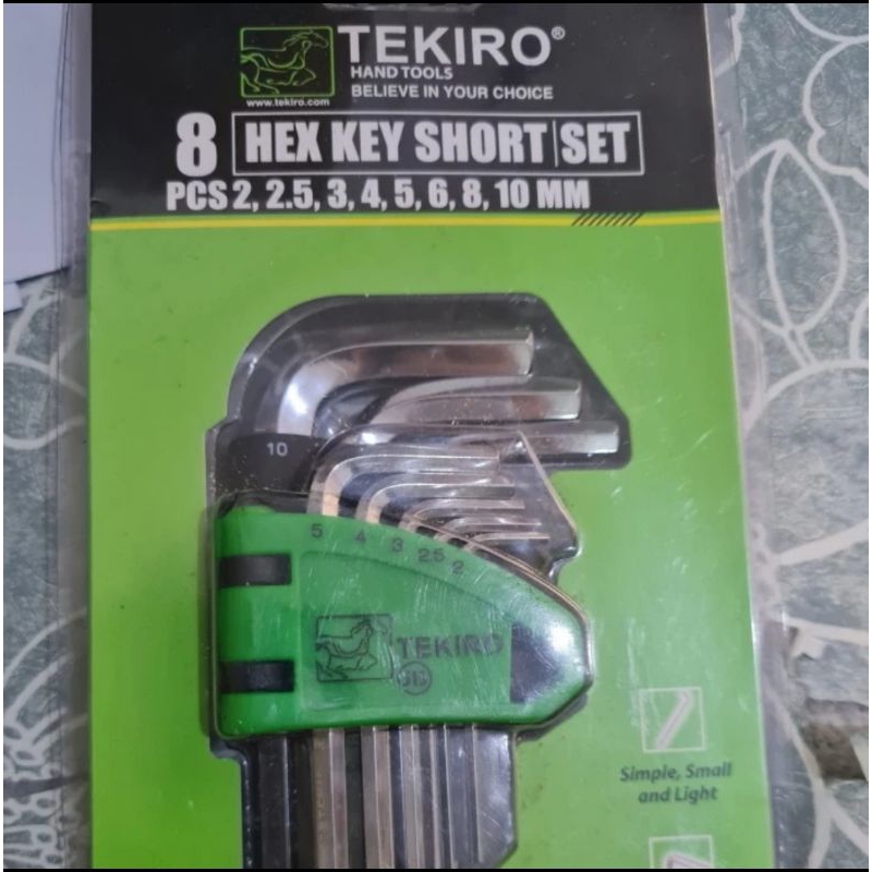 Tekiro Kunci L pendek MM set 8 pcs / Hex key short set 8 pcs