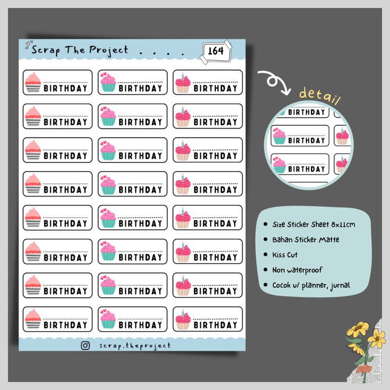 

STICKER PLANNER JOURNAL / STICKER HAPPY BIRTHDAY / STP - 164