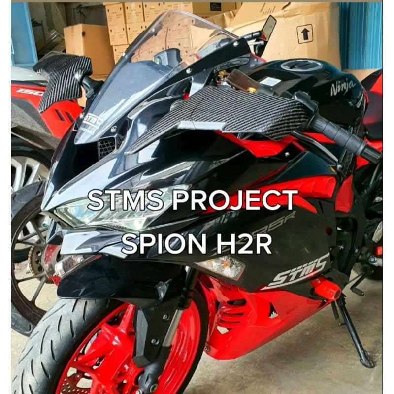 Spion H2R carbone original ZX25R Ninja 250 fi new 2018-2021 N250 fi old 2013 sampai 2017 R6 R15v4 ZX25R ZX10R dll