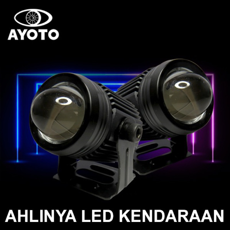 Lampu Tembak Projie LED Motor Mobil AYOTO F02 Putih dan Kuning Watt 18 18 FOGLAMP D2 UPERBRIGHT HI LOO 2 WARNA LAMPU TEMBAK LASER