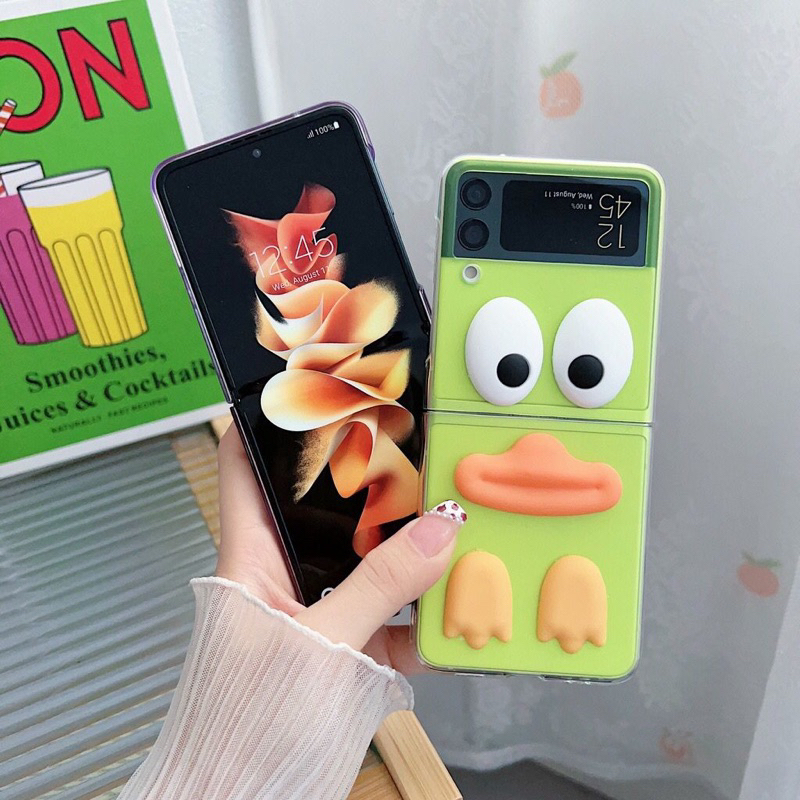 Cute Duck Case for Samsung Z Flip 4 3 2 Fold3 Fold4 Flip4 Flip3 (Neon / Yellow / Blue / Purple)