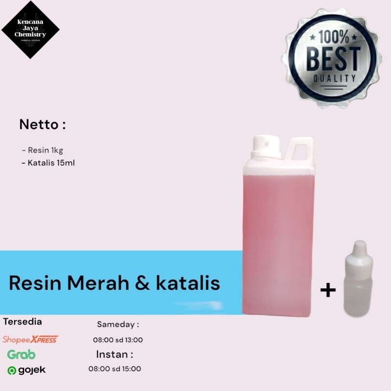 Resin merah dan Katalis / resin merah 1kg + Katalis 15ml