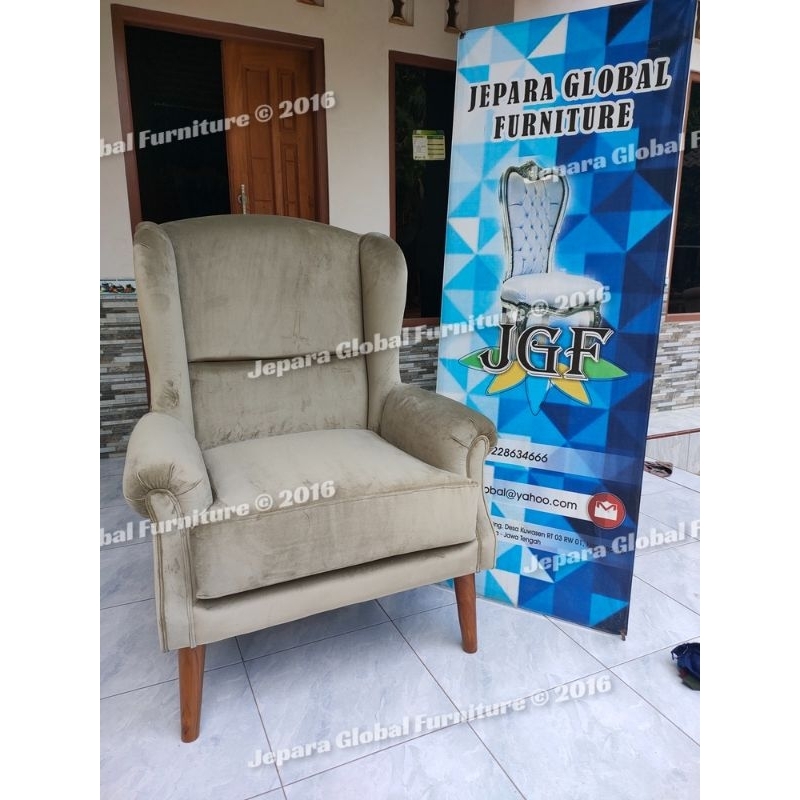 kursi sofa single wingchair olive Jati (kursi sofa single,kursi jati,sofa tamu,kursi sofa )