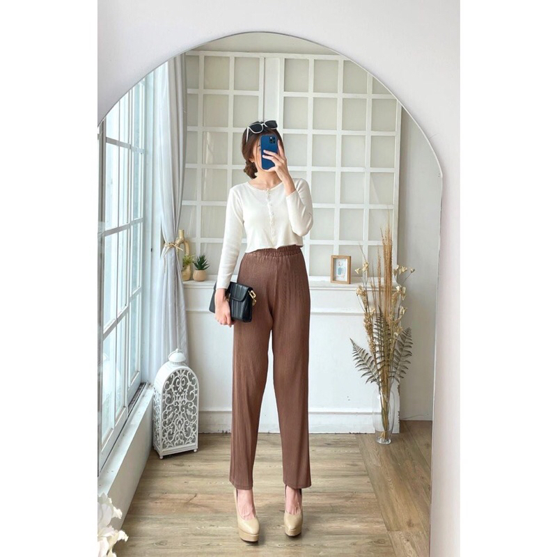 Celana Pensil Plisket Lidi / Pencil Pleated Pants/ Kulot pencil lidi