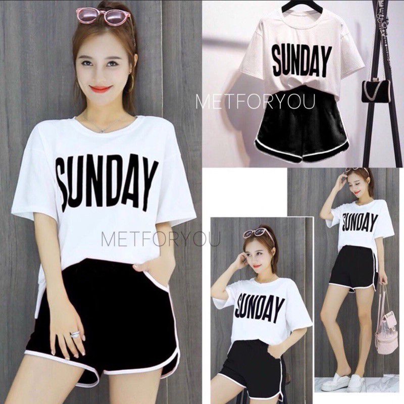 setelan baju dan celana pendek wanita - sunday comfy set