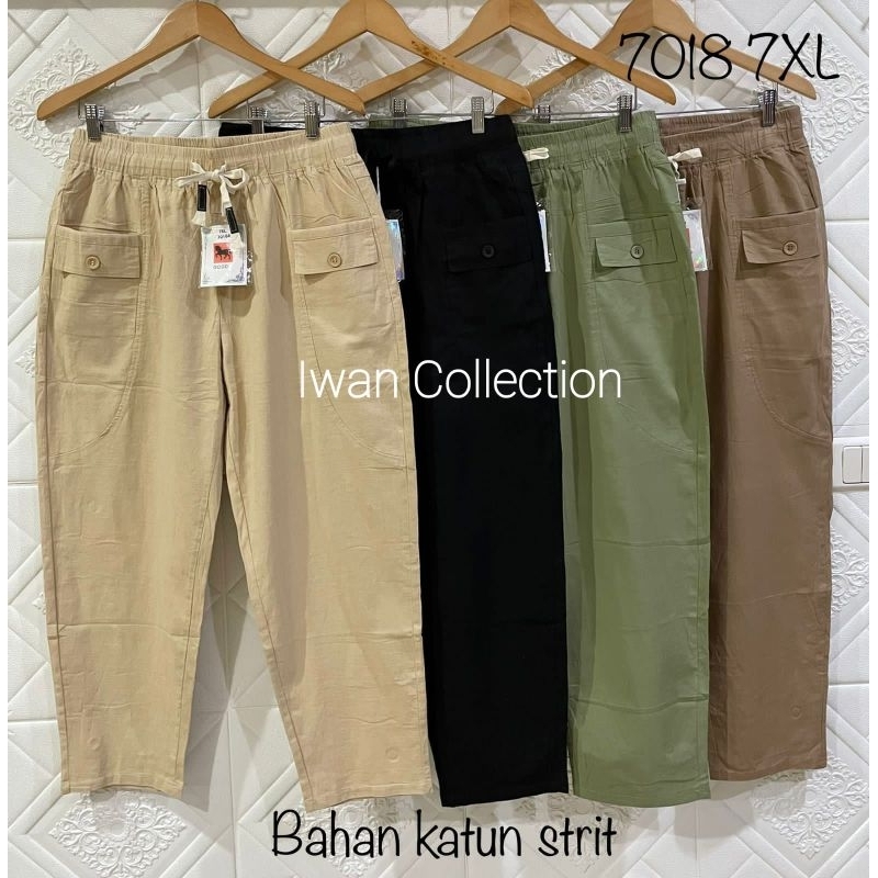 Celana Wanita Katun Strit Import, celana jumbo Merk GOOD Seri 1018# XL, 3018# 3XL, 5018# 5XL, 7018# 7XL