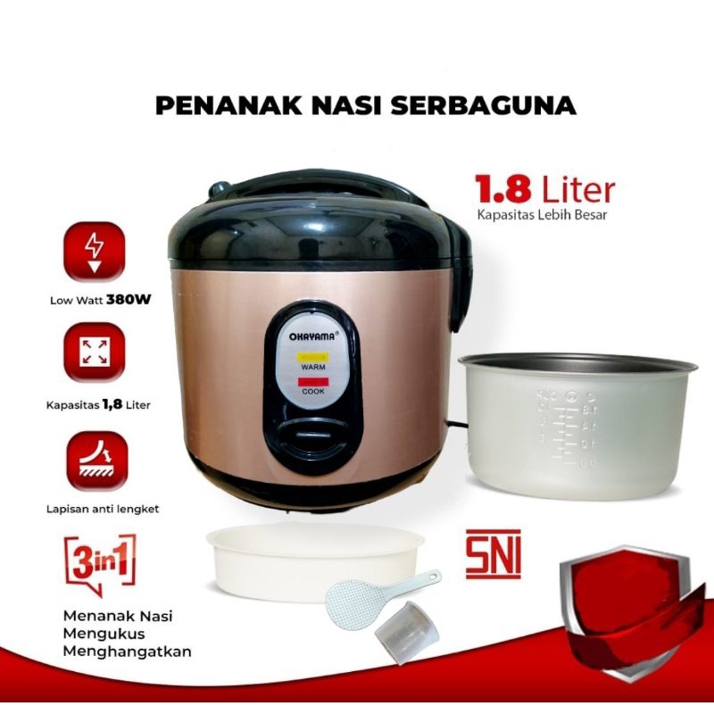 OKAYAMA 308 1.8 Liter,  Magicom Rice Cooker , Penanak , Menanak Nasi