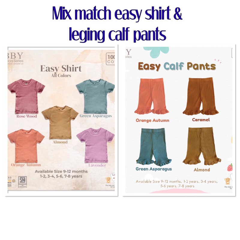 T-Shirt Libby Easy shirt rib cotton Earth series II dan Calf pant 3/4 Libby- New colours 9bulan - 8th