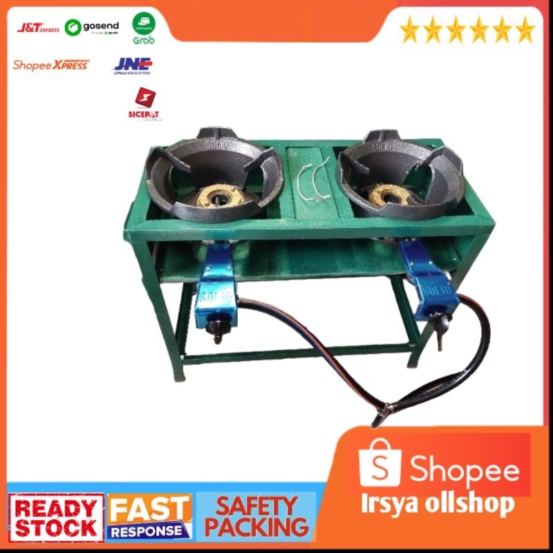kompor gas api besar 2 tungku merek solid kompor gas high pressure dan tekan tinggi kompor seafood a