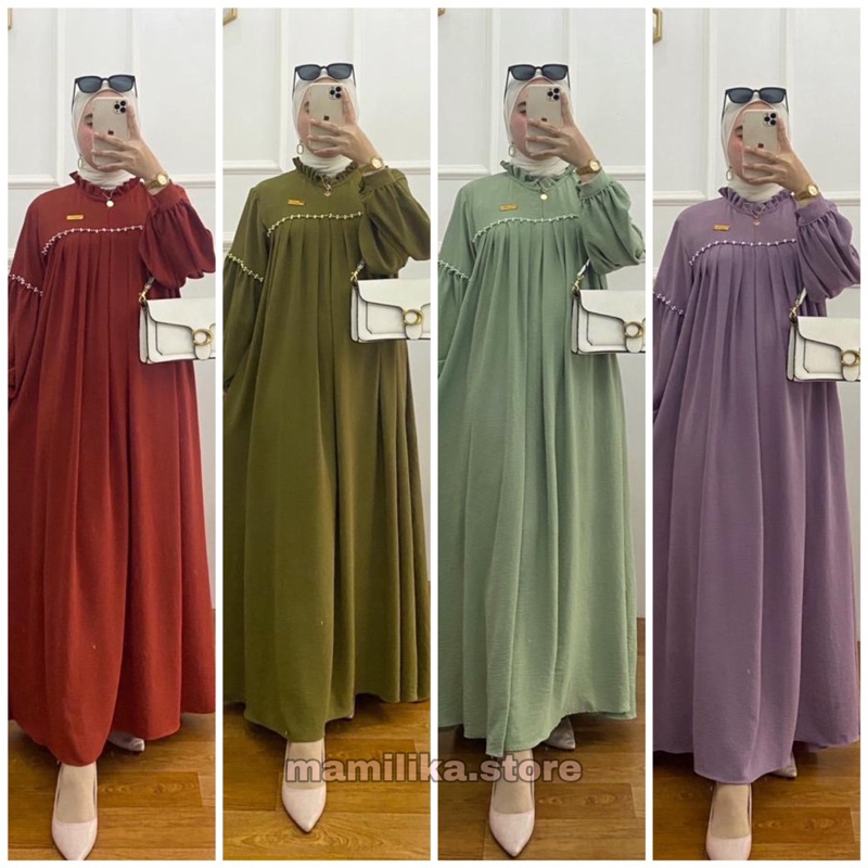 AISYAH DRESS GAMIS CRINKLE AIRFLOW VARIASI PAYET