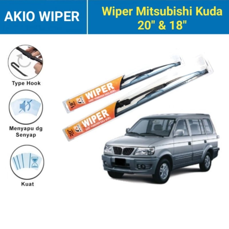 SEPASANG Wiper 20"& 18" Kaca Depan Mobil Mitsubishi Kuda Sepasang (2pcs) Wiper Kaca Depan Mobil Mits