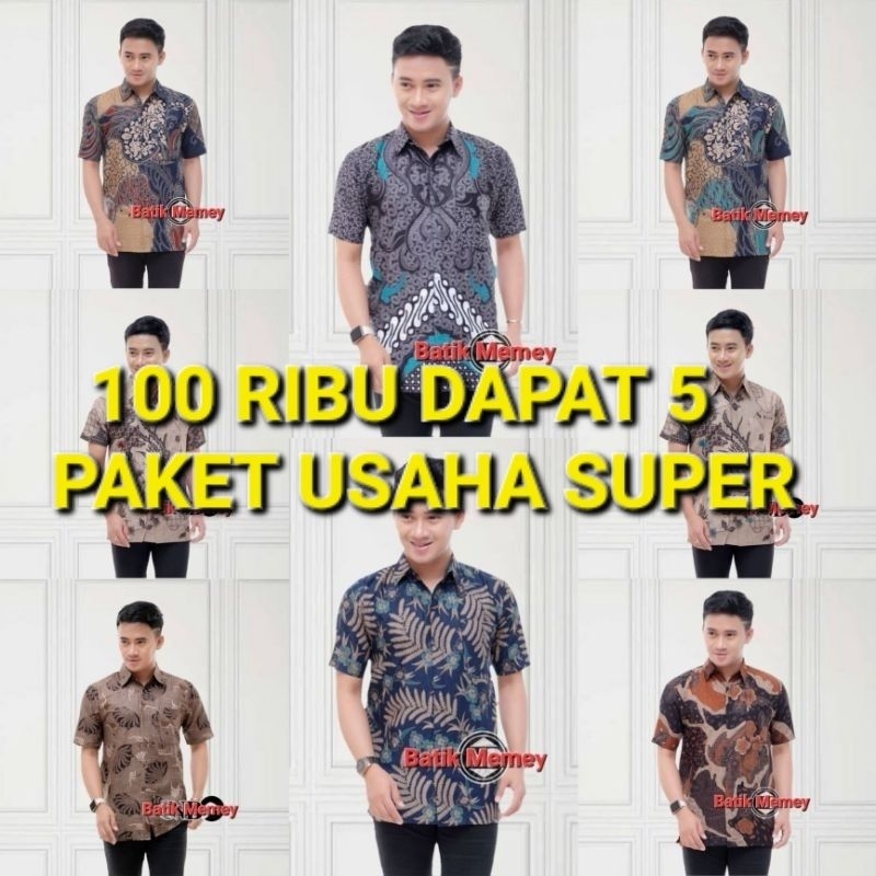 PAKET USAHA Batik Pria Lengan Panjang BATIK AZMIL HRB026 motif KERATONAN Kode 002 size M L XL XXL Reguler