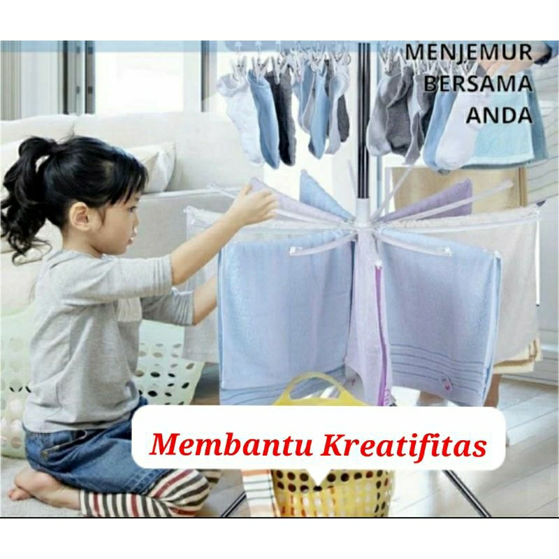 Jemuran Baju Handuk Pakaian Anak Bayi Stainless Lipat Premium