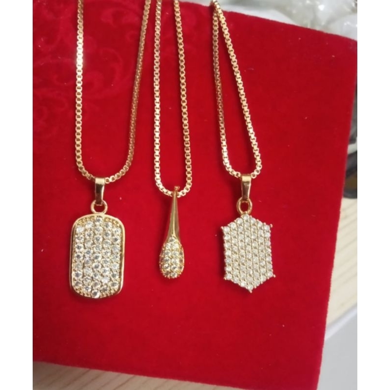 kalung+liontin xuping wanita berlapis emas dengan mata zircon uk45cm