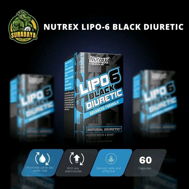 NUTREX LIPO 6 BLACK DIURETIC 80 KAPSUL SUPLEMEN FITNESS FAT BURNER LIPO6 PEMBAKAR LEMAK GYM