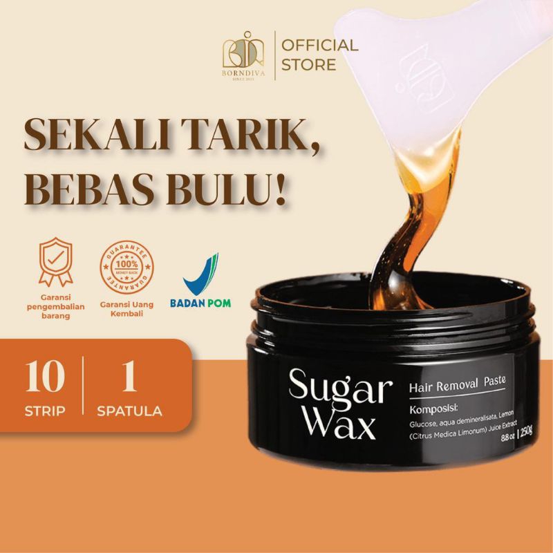 (330gr) BORNDIVA SUGAR WAX | COLD WAX | SUGAR WAXING | PENCABUT BULU | FREE STRIPWAX & SPATULA