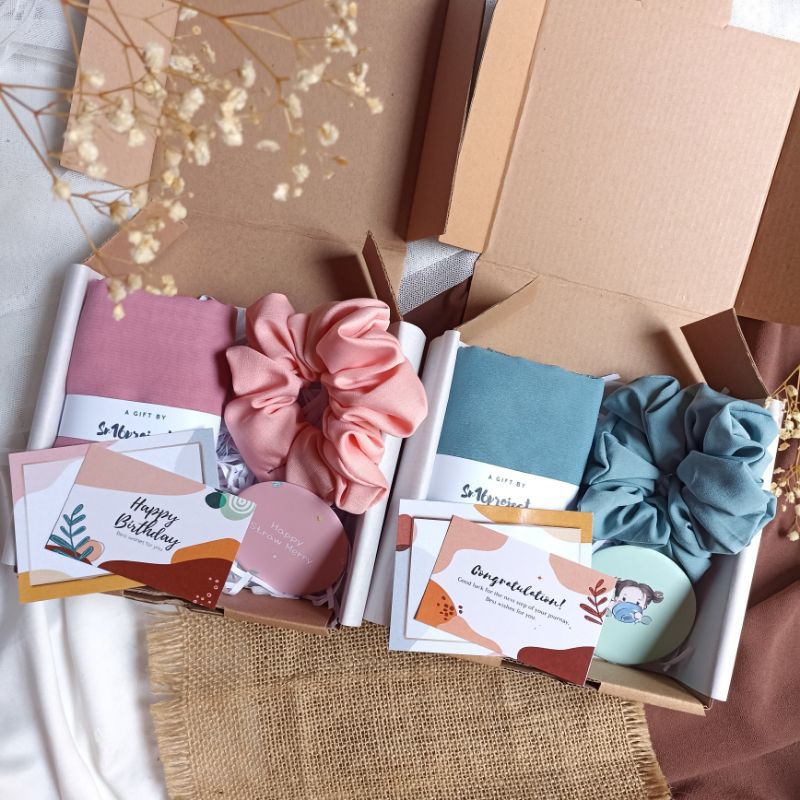 hampers gift hijab Bella square hadiah ultah wisuda Makassar murah